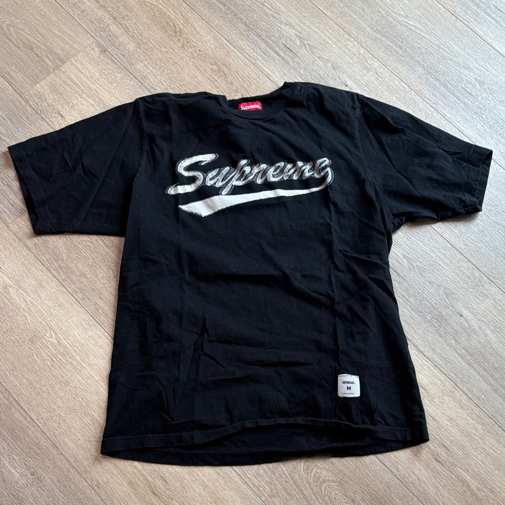 Supreme Intarsia Script Black Tee - image 3
